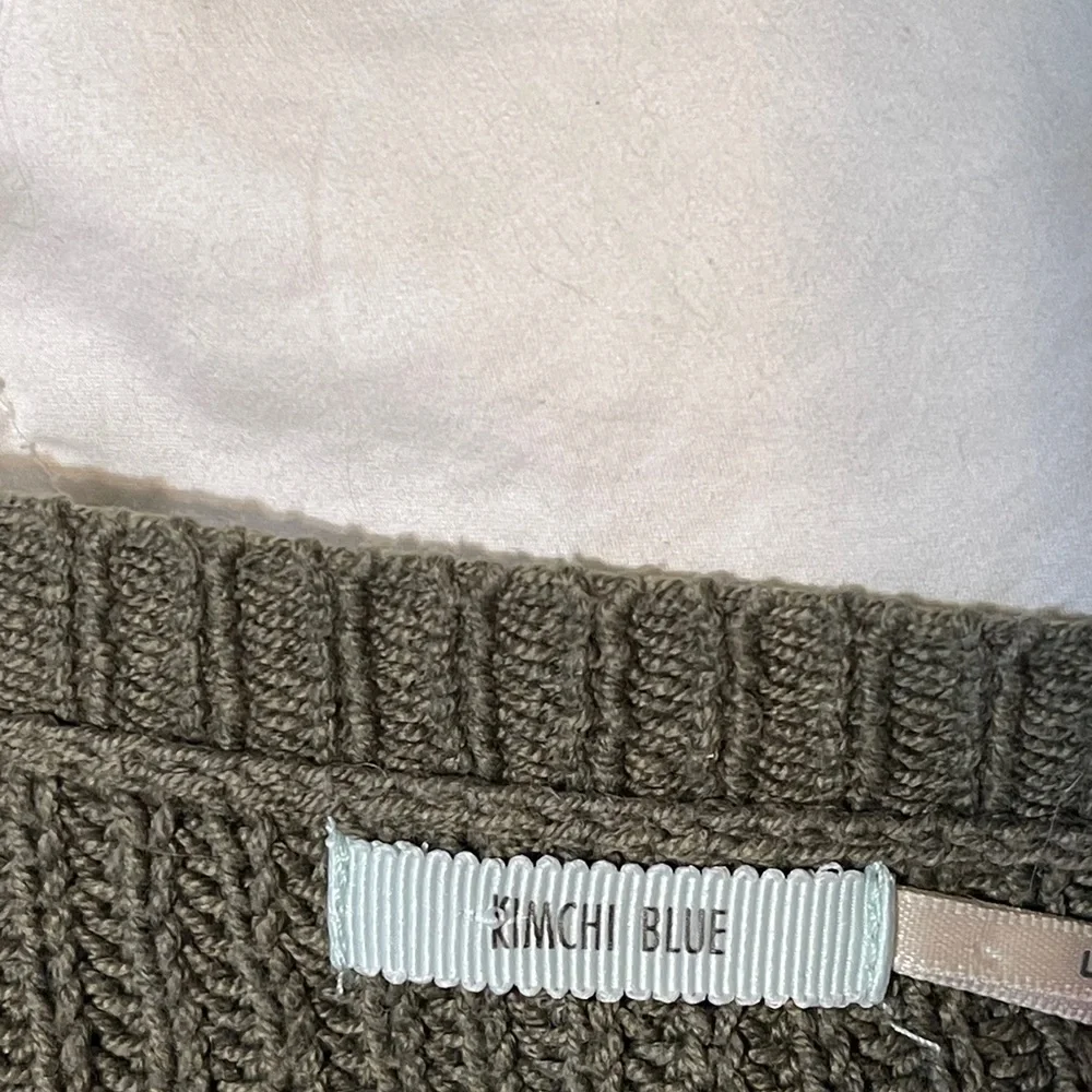 Kimchi Blue Anthropologie Brown Knit Pullover Sweater Boho Preppy Lace Large - Picture 5 of 7